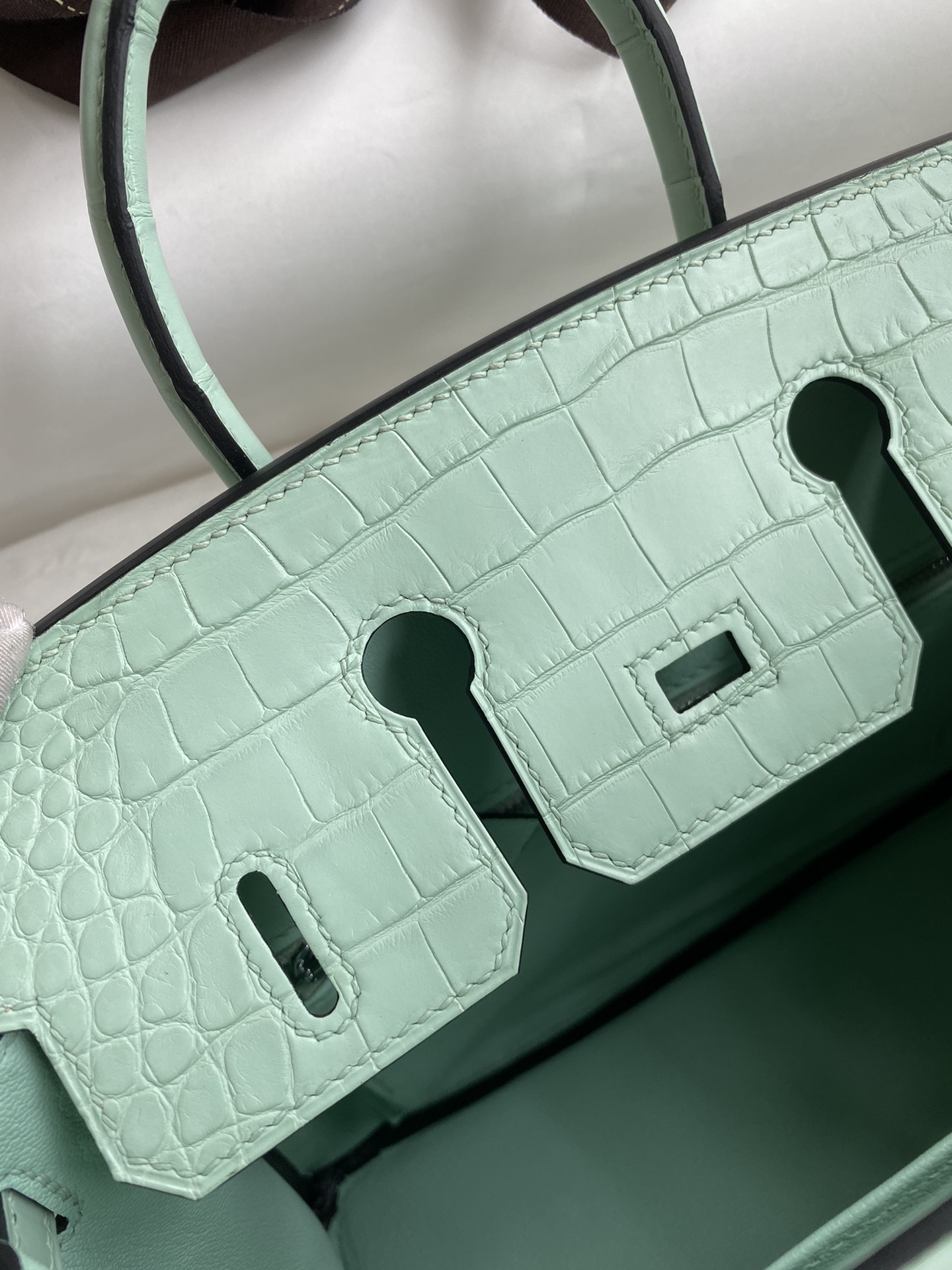 Hermes Birkin 25CM Handmade Bag In Vert D'eau Matte Alligator Leather